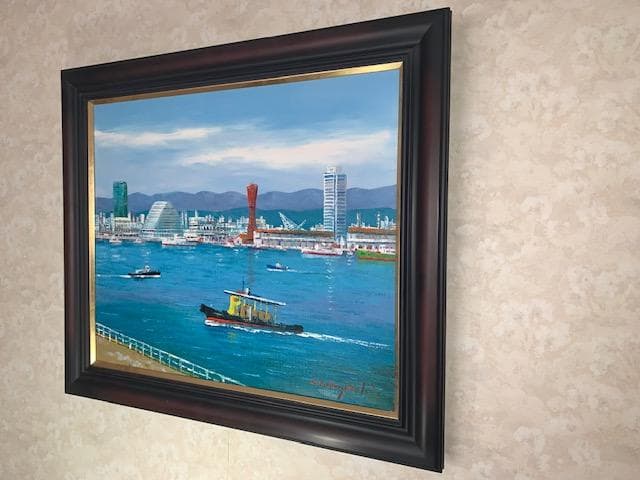 大型作品☀️小林幸三【神戸港】油彩画◆Ｆ１２号◆超人気画家