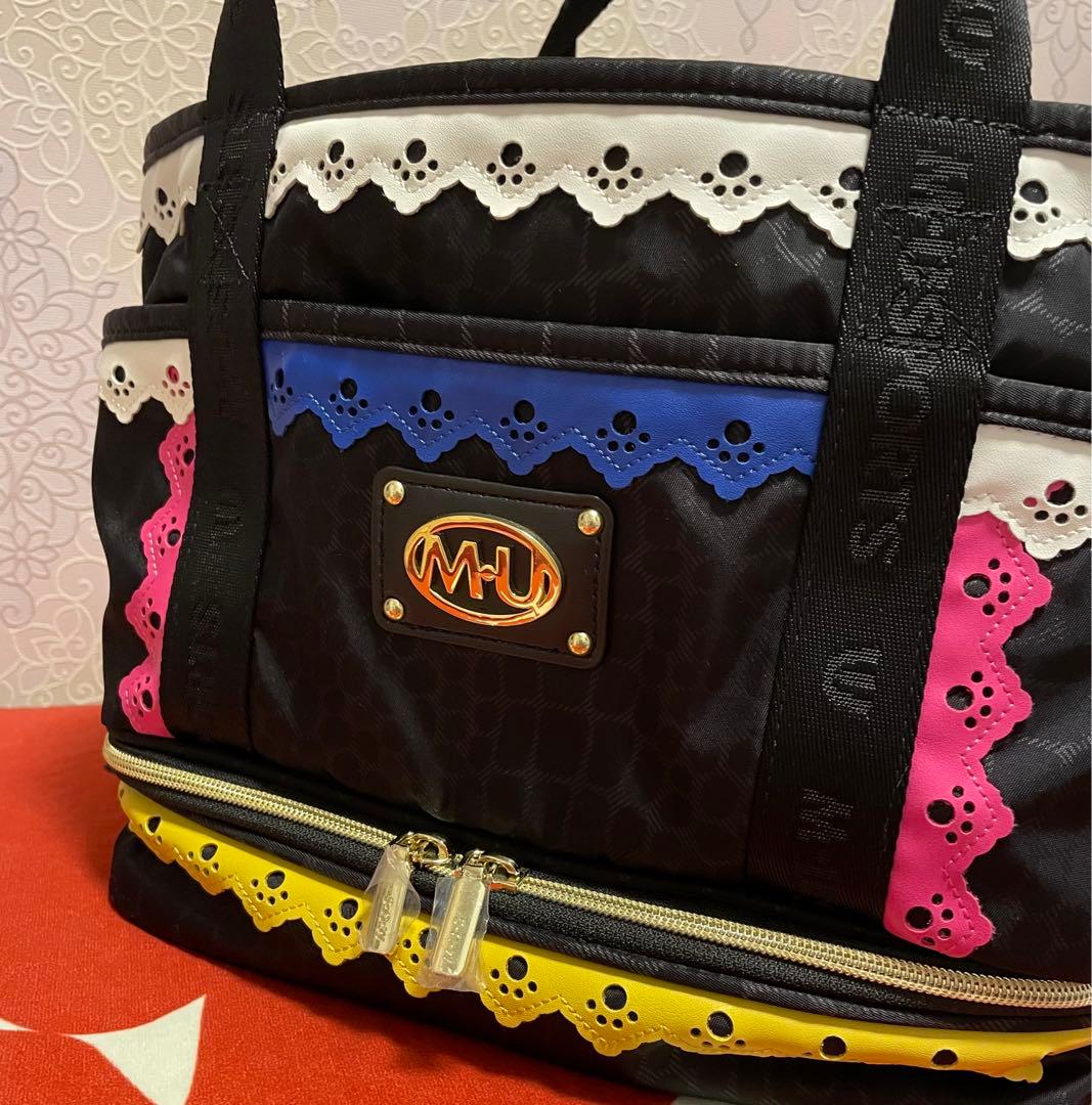 超美品☆エムユースポーツ エレガントキュートな肉球柄パンチングレースカートバック