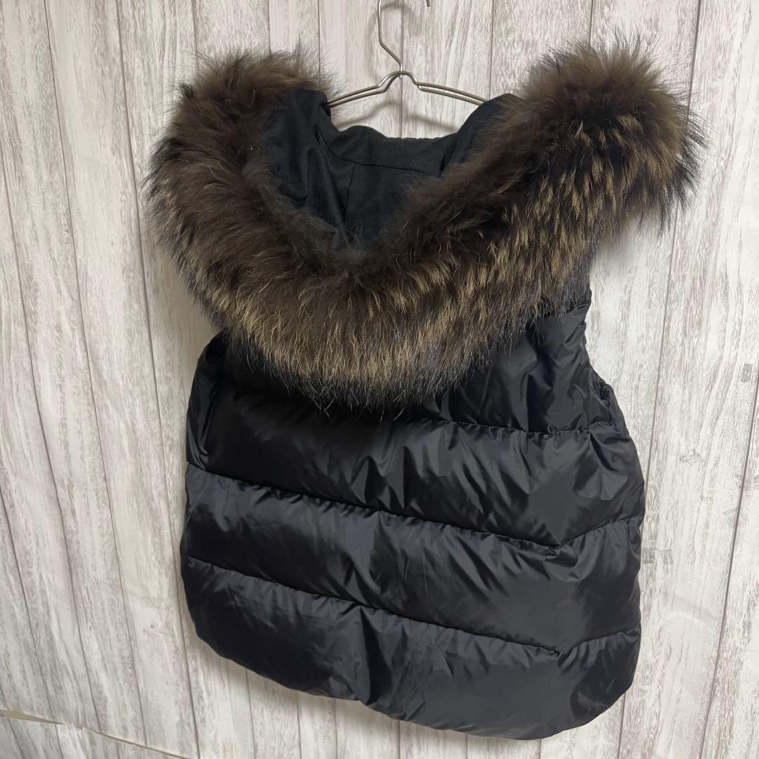 アポロ君ナノユニバース × 西川ダウン 黒 ダウンベスト 38 ファー付
