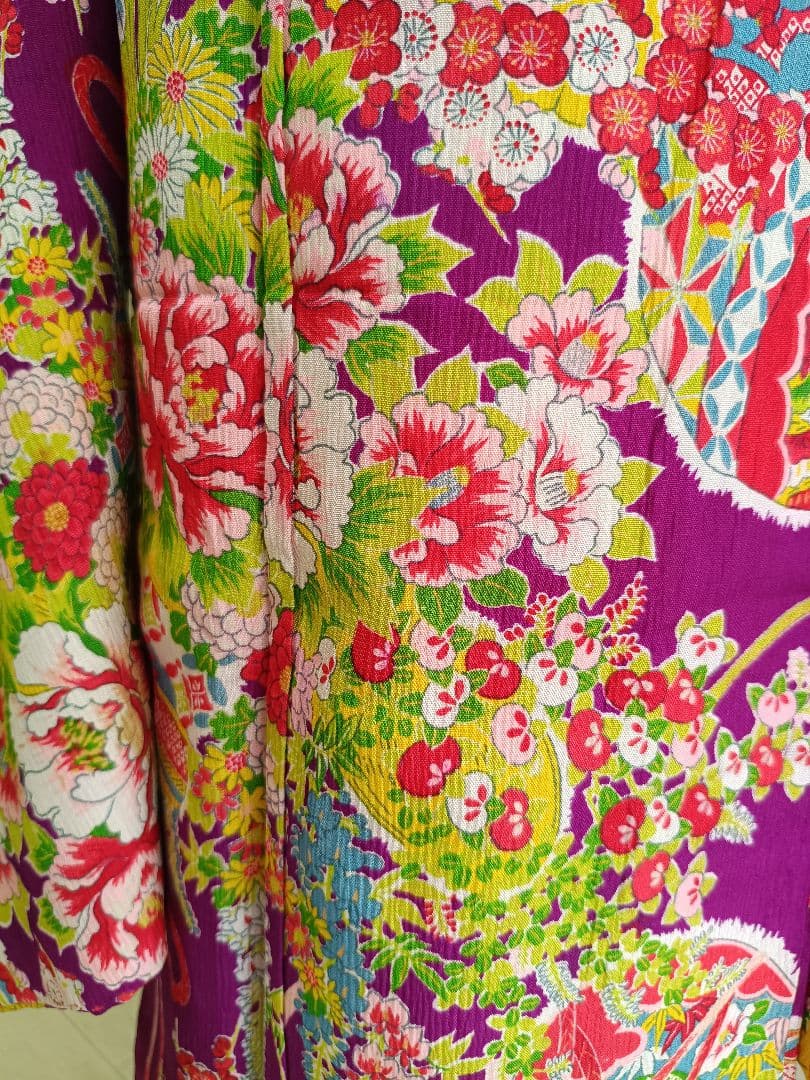 専用です☆アンティーク紫　百花繚乱着物と作り帯☆七五三