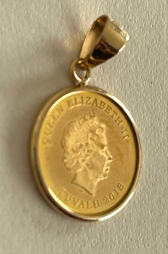 24金/枠K18 エリザベス女王エンジェル1/25オンス ペンダントトップ