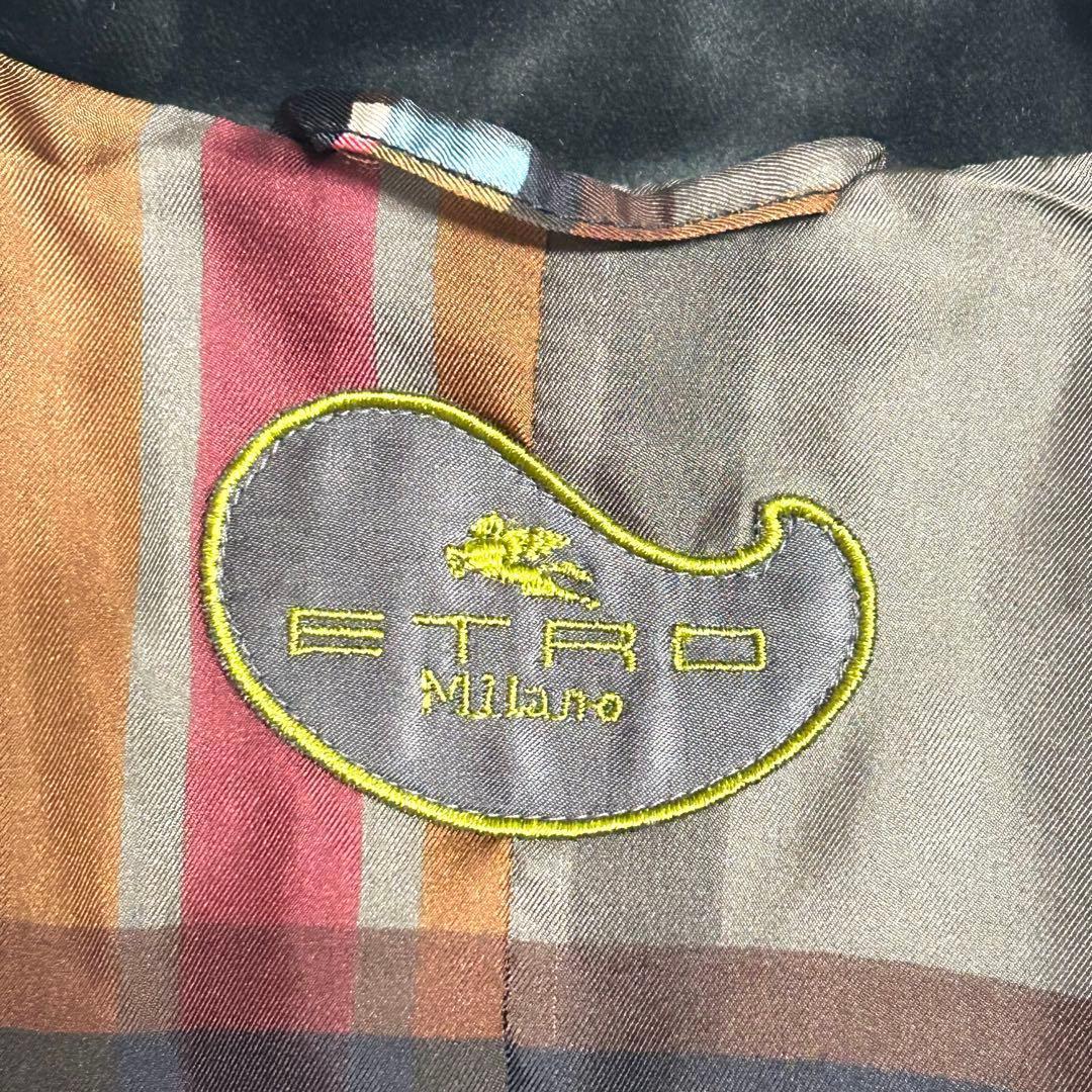希少【美品】ETRO 異素材ドッキングコート シルク100 裏地総柄 40 伊製