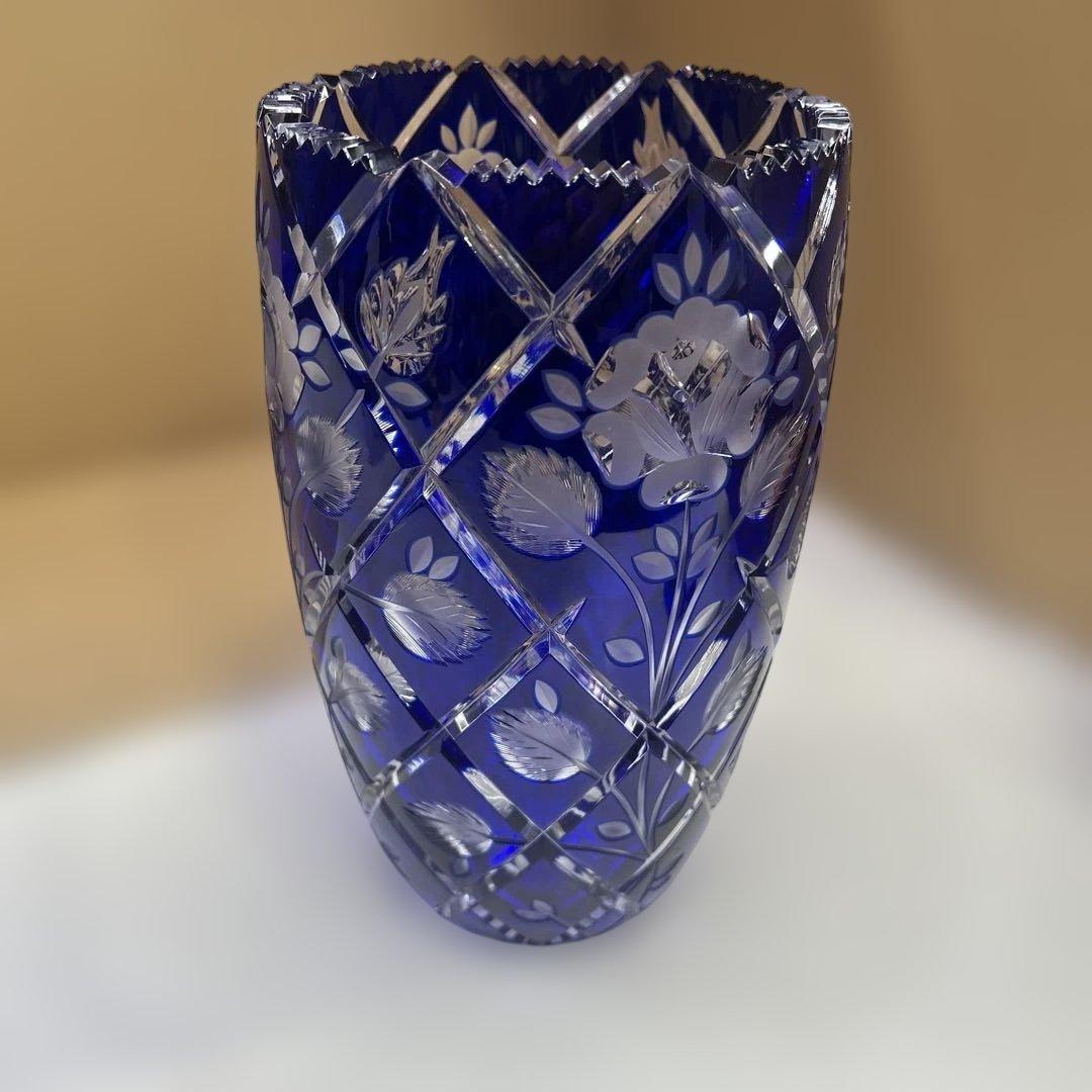 6095【未使用品】ラウジッツァー ドイツ製 切子フラワーベース 花瓶