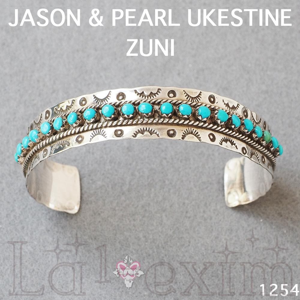 ターコイズ ２１個 シルバー 銀 インディアンジュエリー ズニ族 刻印 バングル