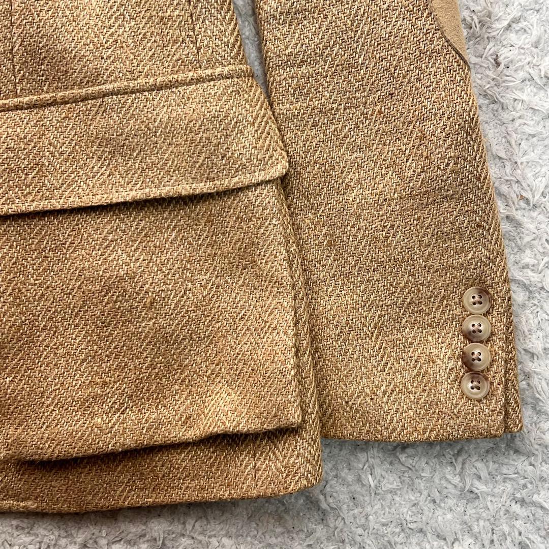 POLOラルフローレン ヘリンボーン 肘パッチ 麻 絹テーラードジャケットM位