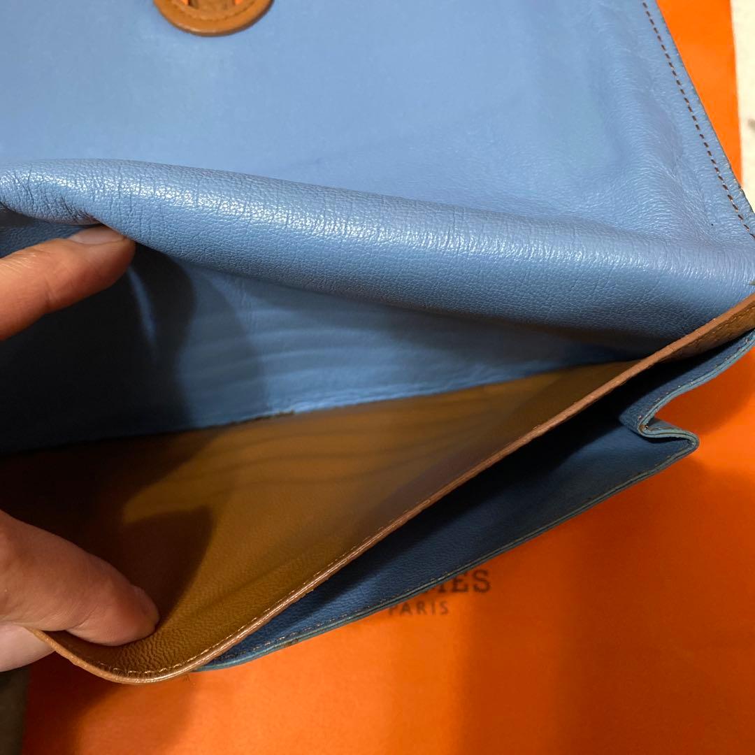 最終値引 HERMÈS (エルメス)ドゴン水色 レザー 長財布 箱付き