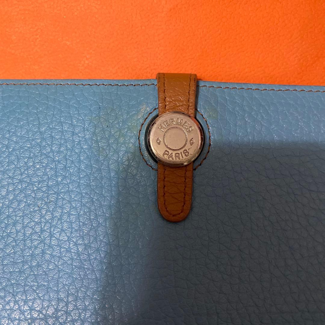 最終値引 HERMÈS (エルメス)ドゴン水色 レザー 長財布 箱付き