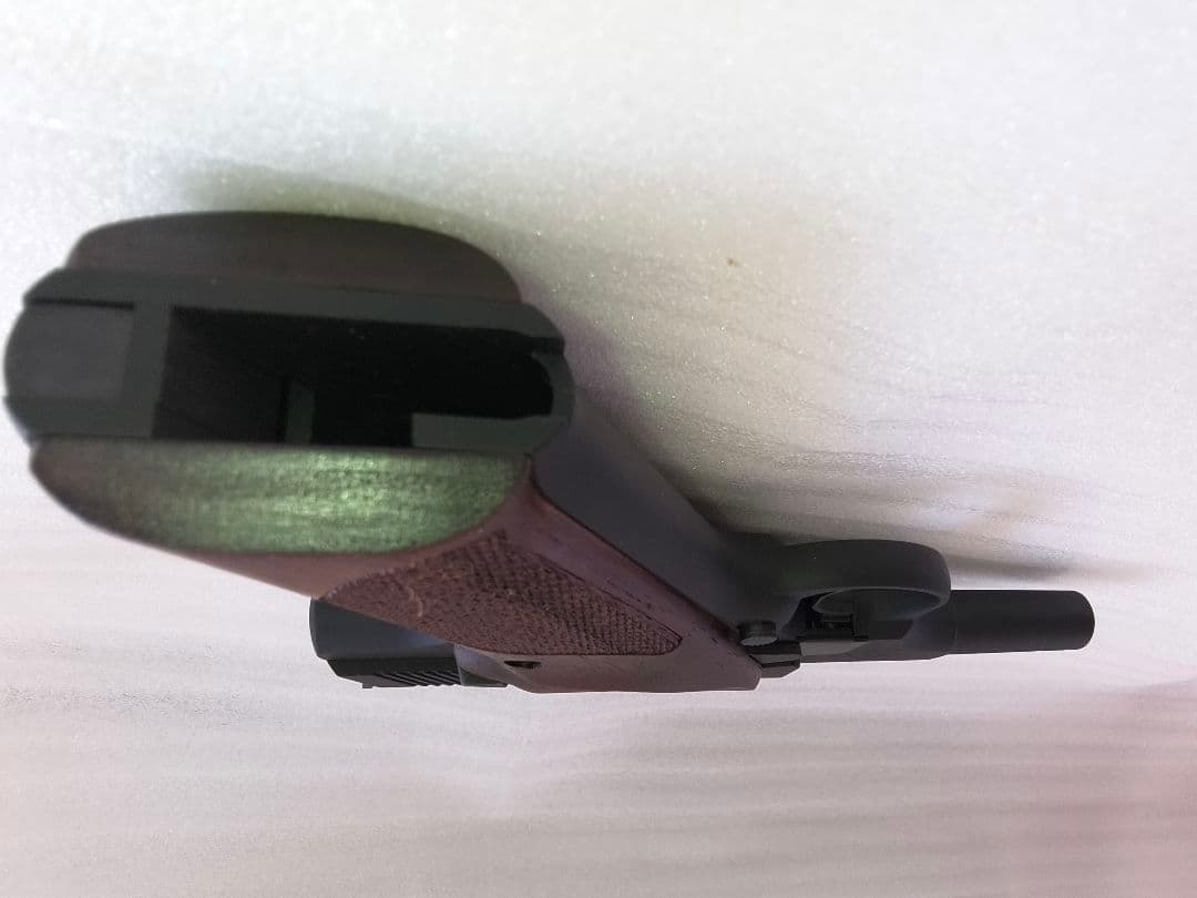 C①モデルガン　CAWコルトウッズマンショートバレルカスタム木製グリップ付