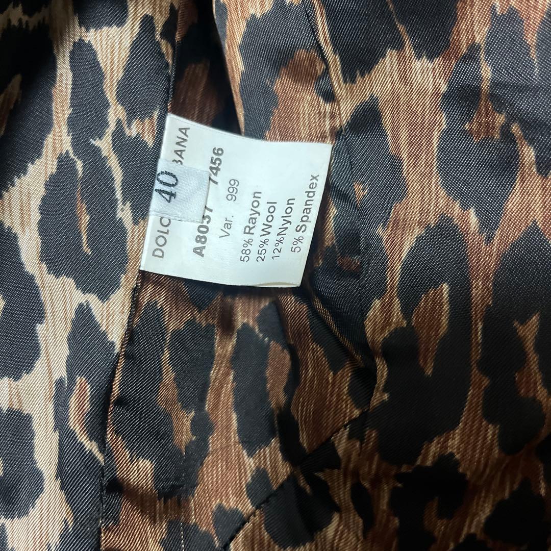 DOLCE & GABBANA テーラードジャケット 黒 ヒョウ柄