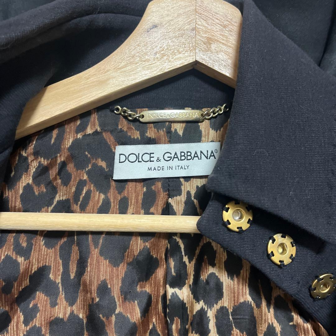 DOLCE & GABBANA テーラードジャケット 黒 ヒョウ柄