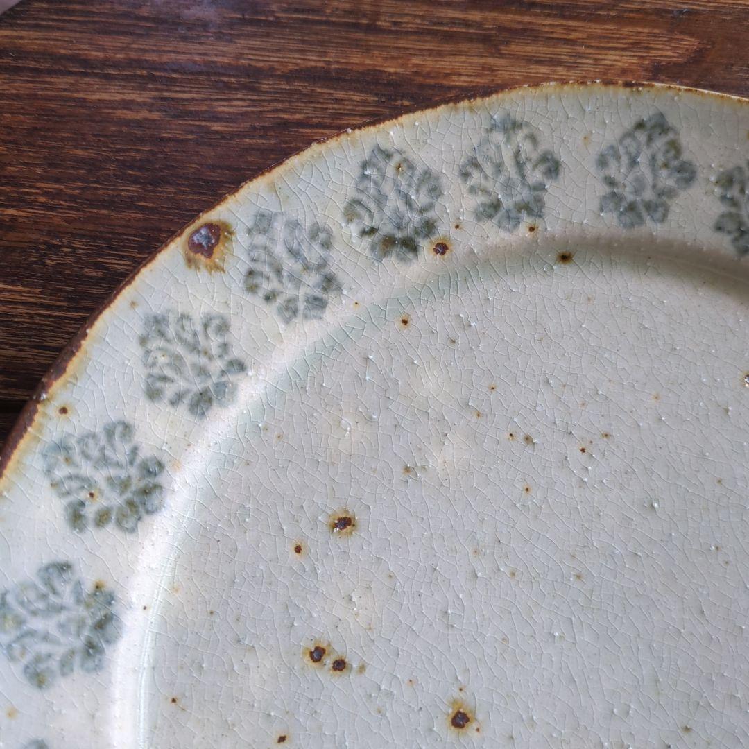 市野吉記コウホ窒　安南手　食器　ラウンドプレート　２枚セット　新品