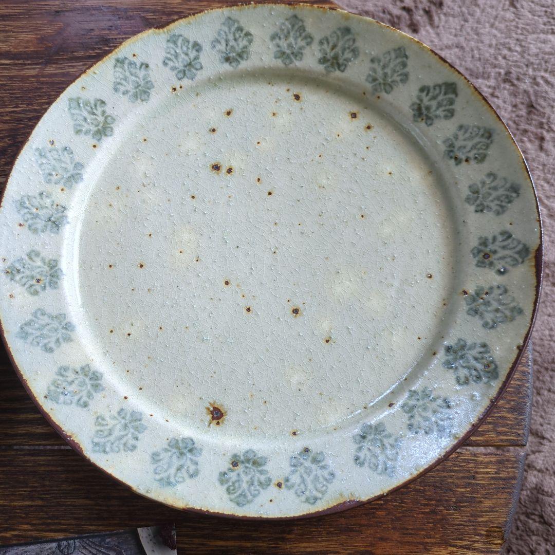 市野吉記コウホ窒　安南手　食器　ラウンドプレート　２枚セット　新品