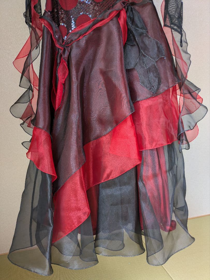 社交ダンス ドレス 黒 赤 スタンダード