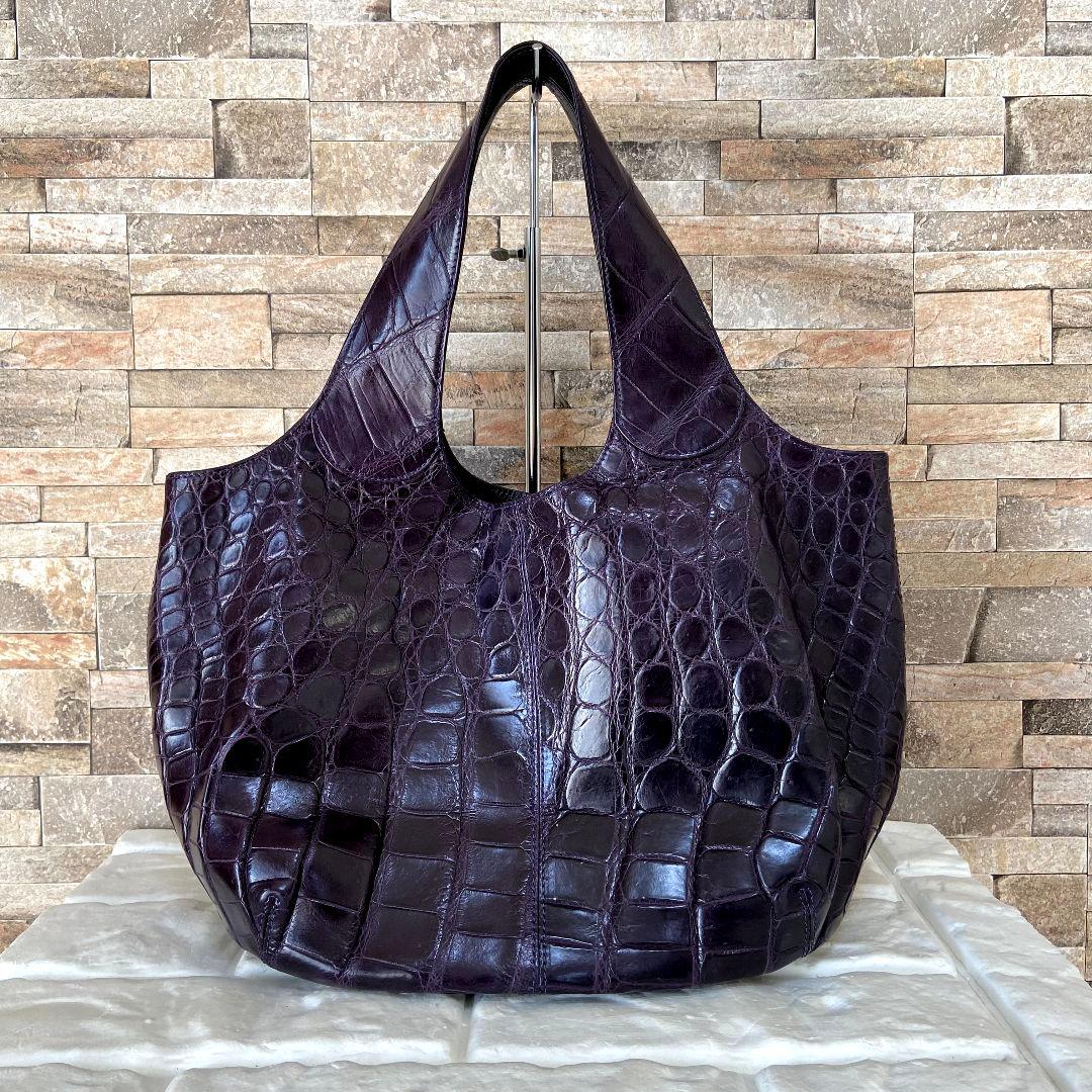 【未使用級】タグ付き　Takechi　ラージクロコ　トートバッグ　ダークパープル