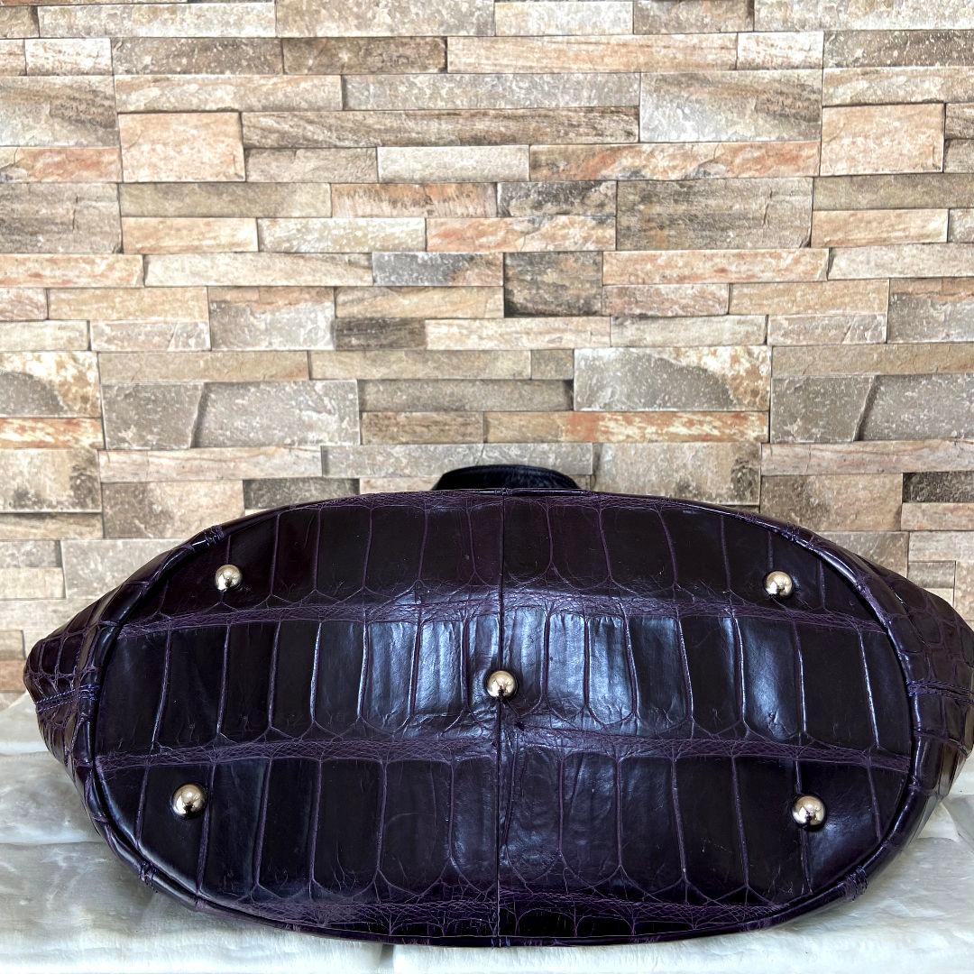 【未使用級】タグ付き　Takechi　ラージクロコ　トートバッグ　ダークパープル