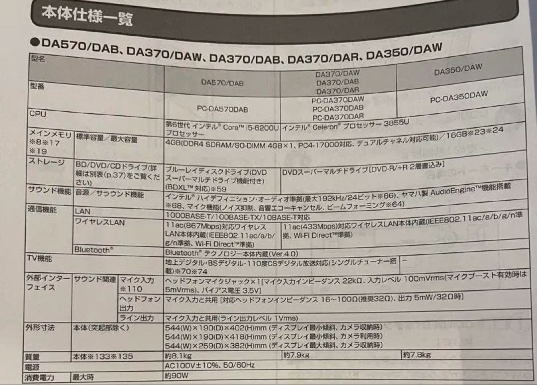 NEC LAVIE 一体型PC 大画面 (初期化済) Office有