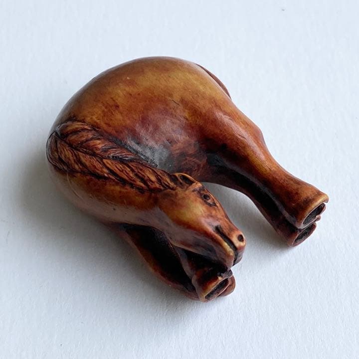 【専用です】伊勢根付・『馬』朝熊黄楊・『正昭』在銘・提げ物