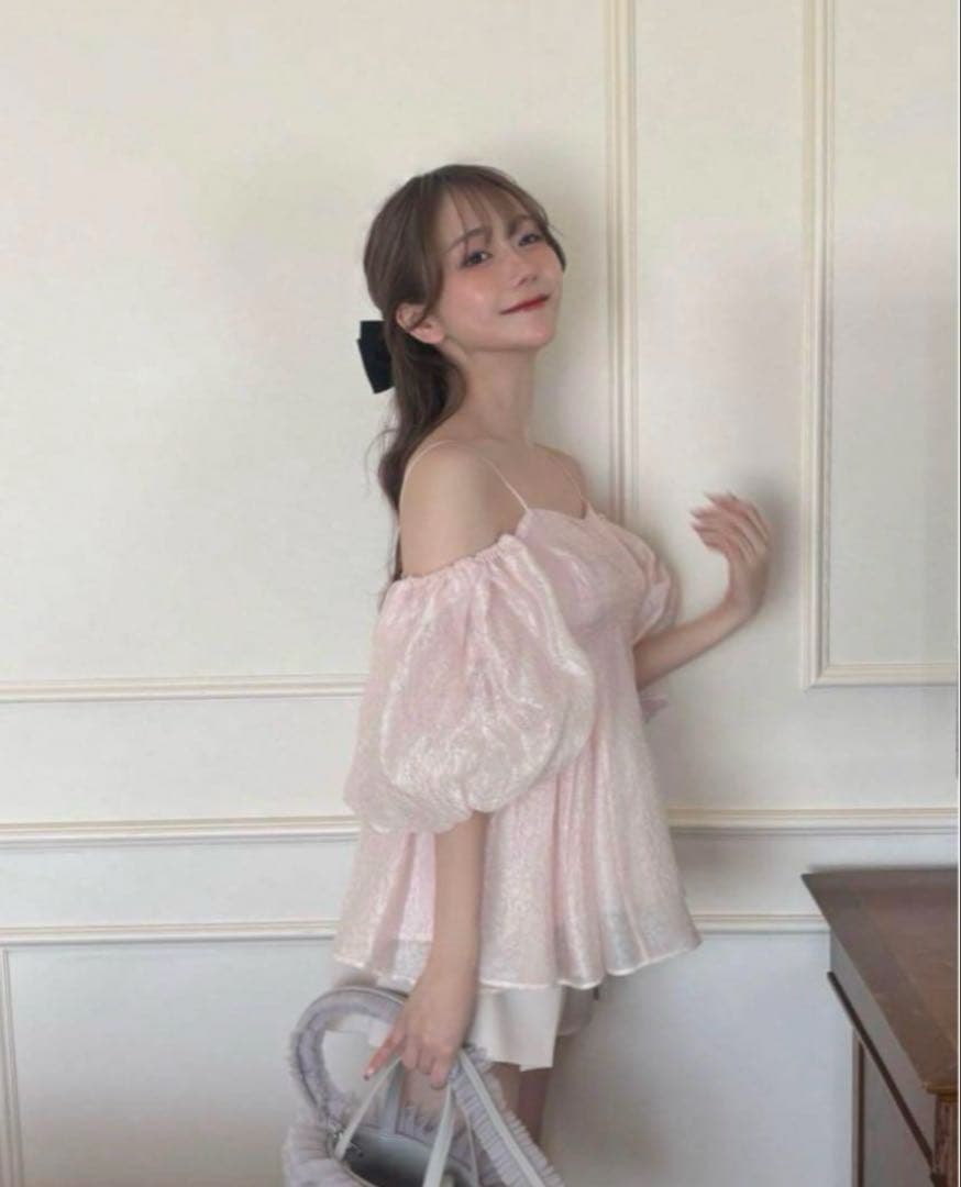 3wayシアージャガードペプラムブラウス　リリーブラウン