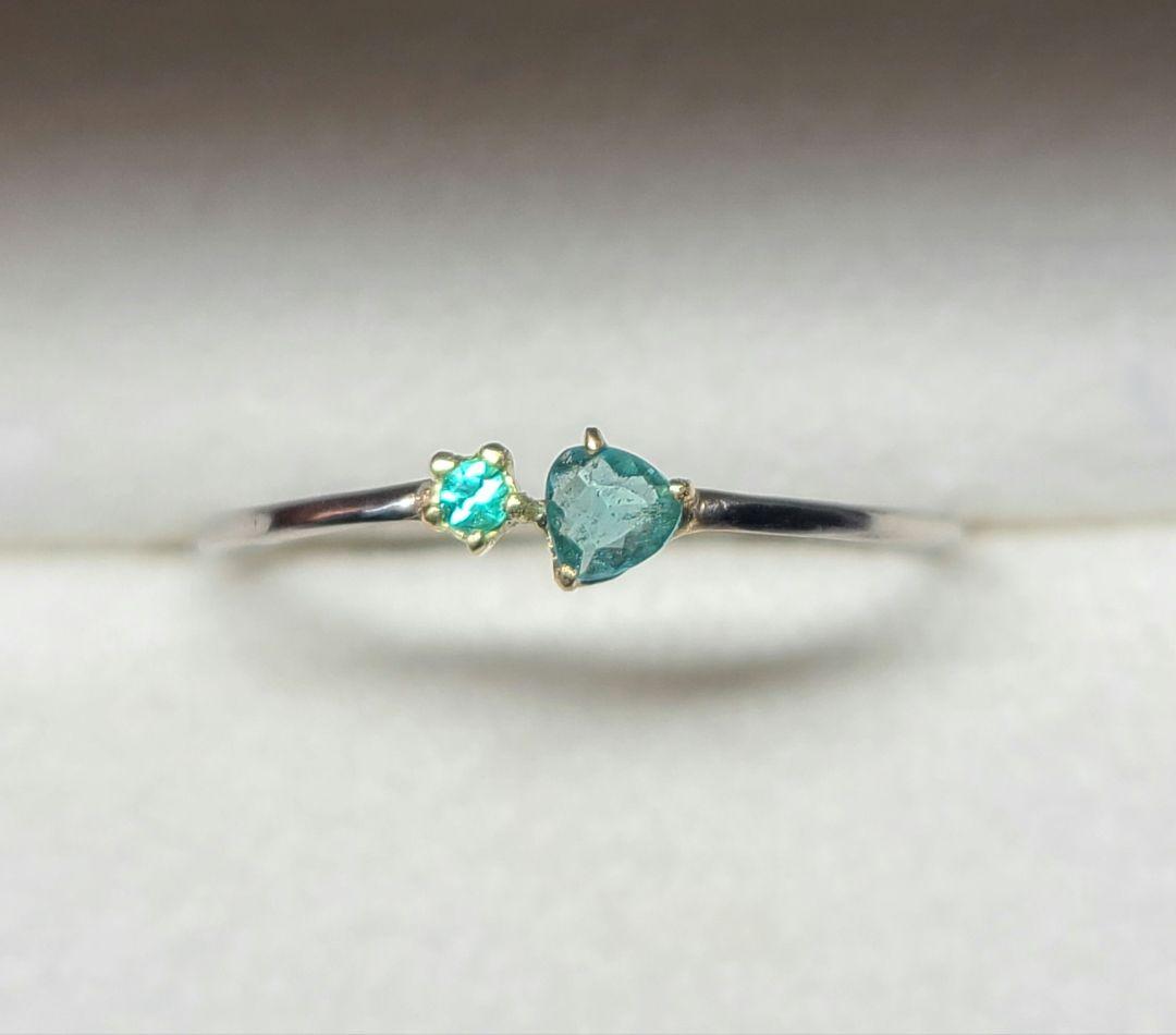 ダブルネオン!!★ブラジルバターリャパライバトルマリン2pcリング18金★