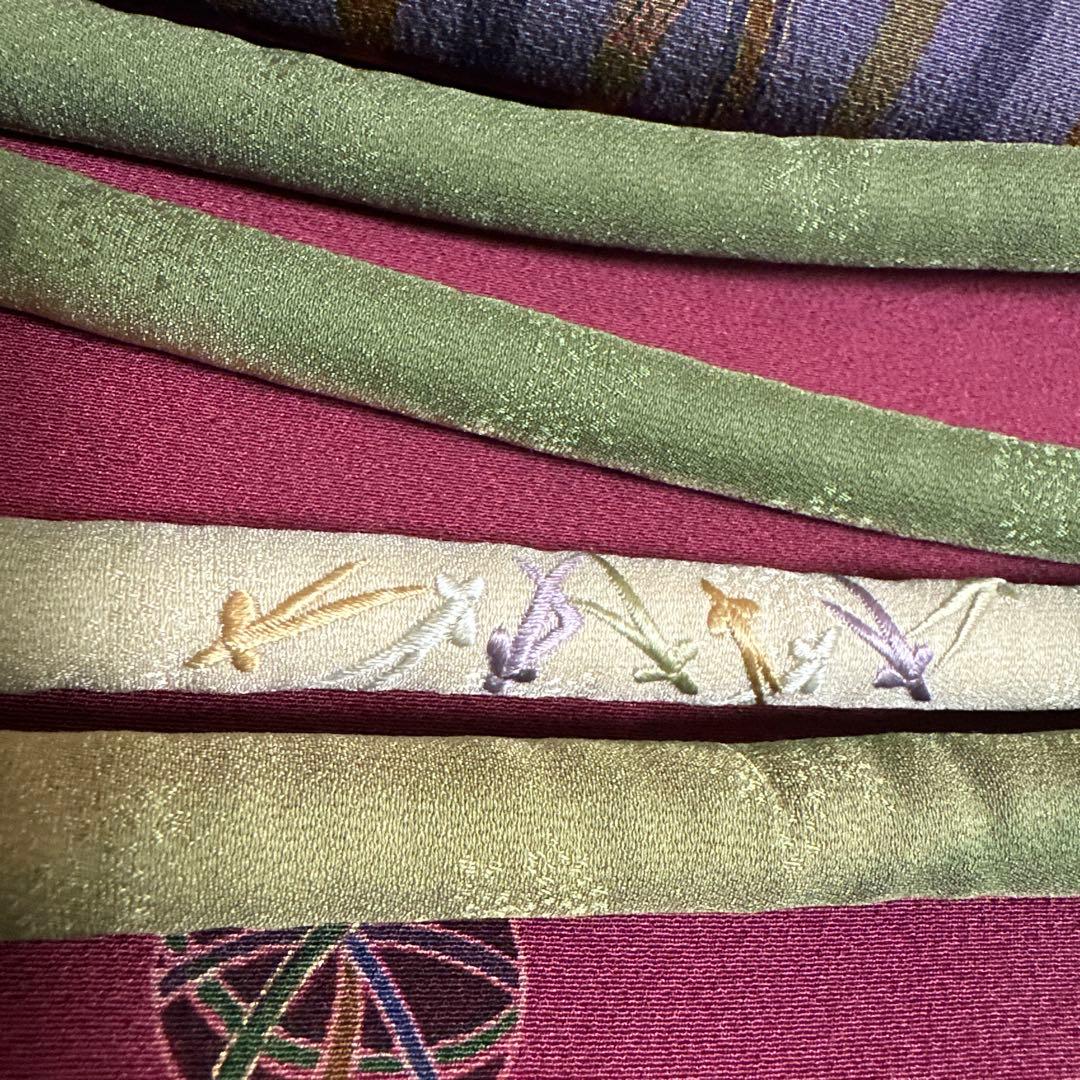 やまと誂製　正絹小紋　名古屋帯　長襦袢　帯締め　しつけ糸付き　４点セット