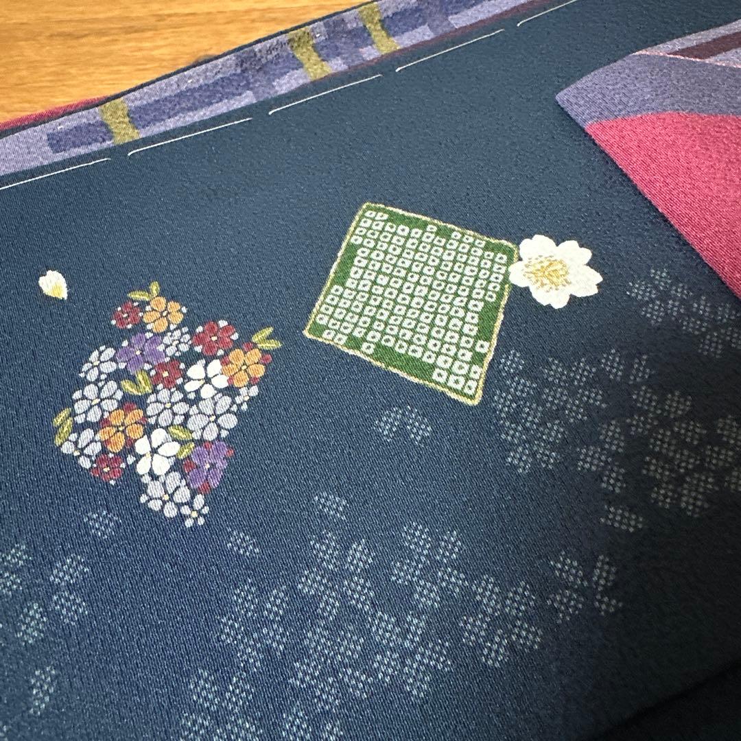 やまと誂製　正絹小紋　名古屋帯　長襦袢　帯締め　しつけ糸付き　４点セット