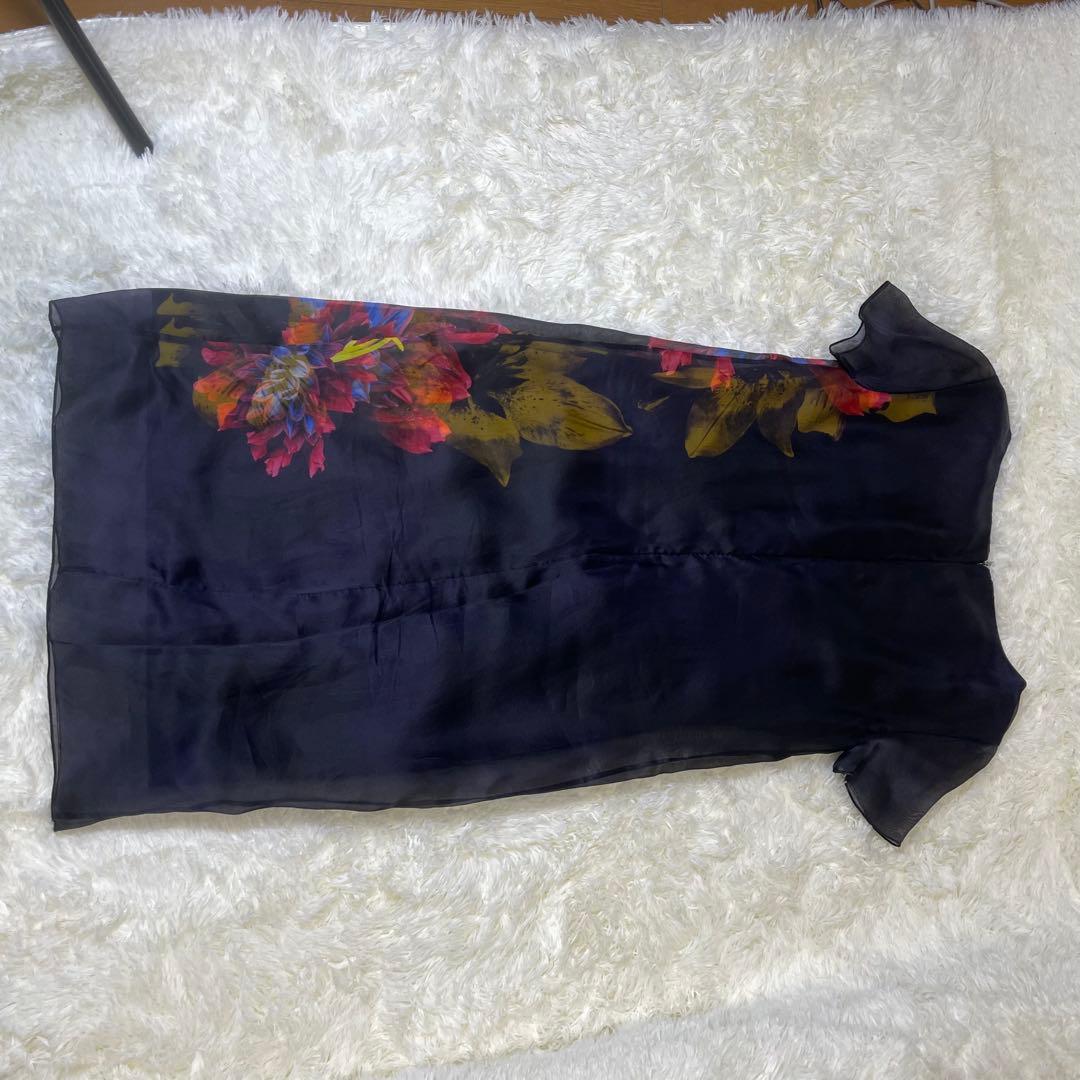 美品　Max Mara シルク　白タグ Lサイズ 花柄ワンピース