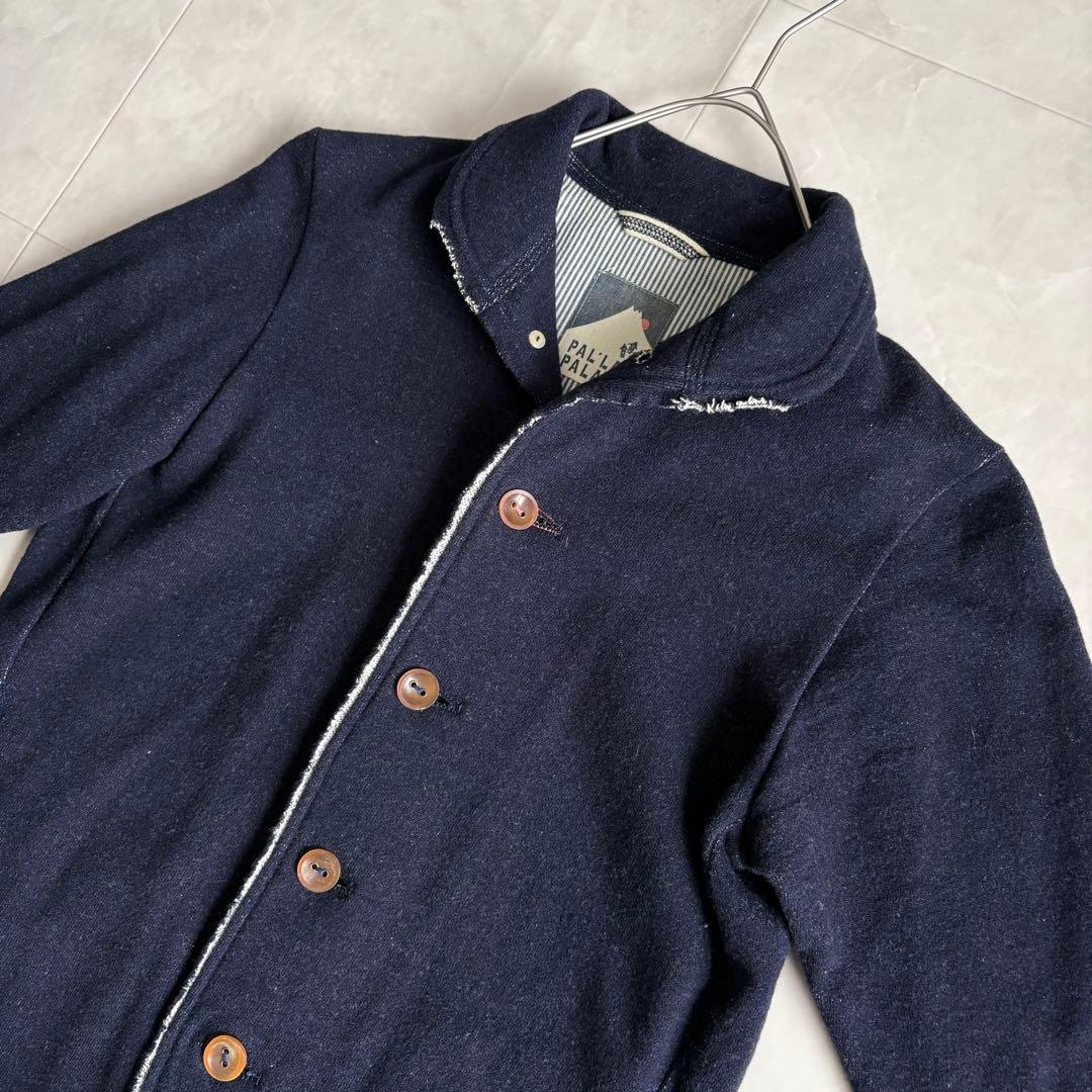 パラスパレス カシミヤ混スタンドカラージャケット 紺3 裏地ストライプ 日本製