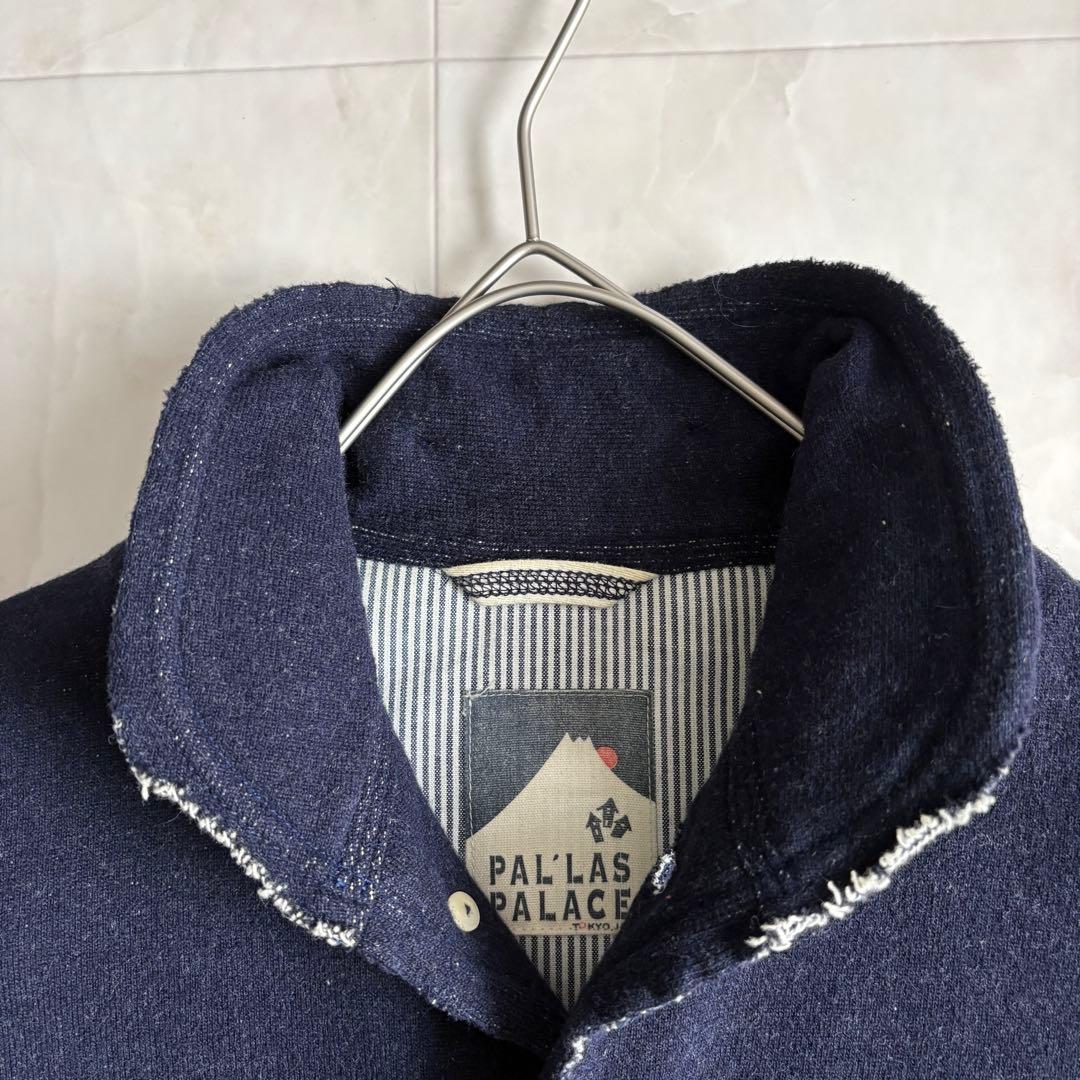 パラスパレス カシミヤ混スタンドカラージャケット 紺3 裏地ストライプ 日本製