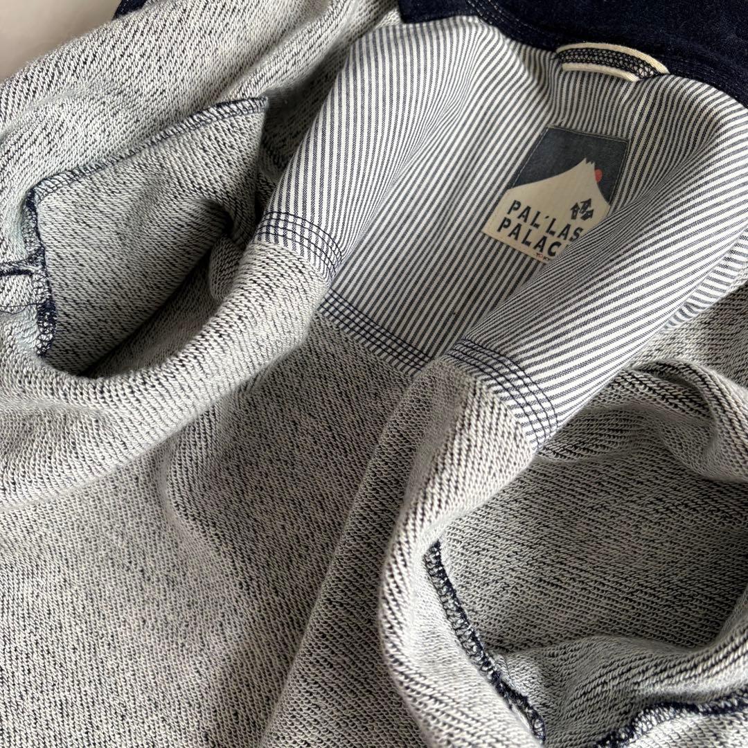 パラスパレス カシミヤ混スタンドカラージャケット 紺3 裏地ストライプ 日本製