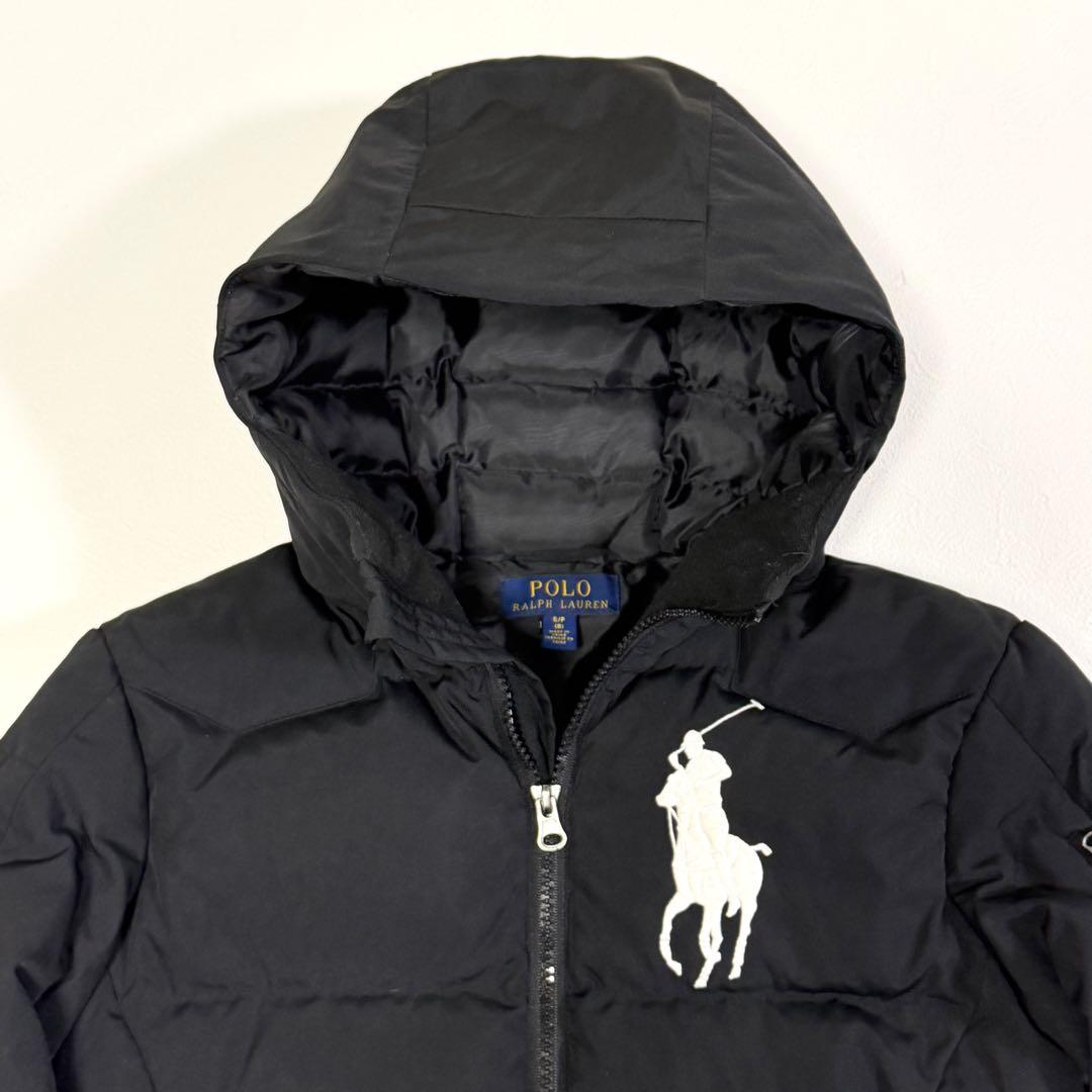 ポロラルフローレン ダウンジャケット ビッグポニー フード ブラック 130