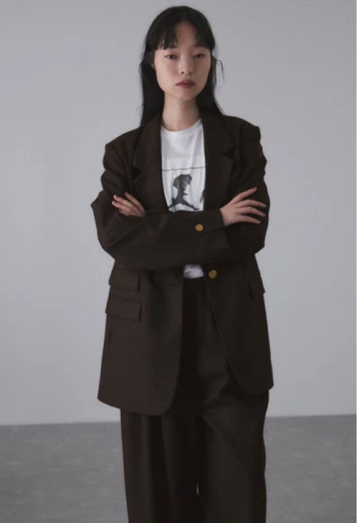 美品【ADAM ET ROPÉ】シングルブレストスリットジャケット　ブラウン38