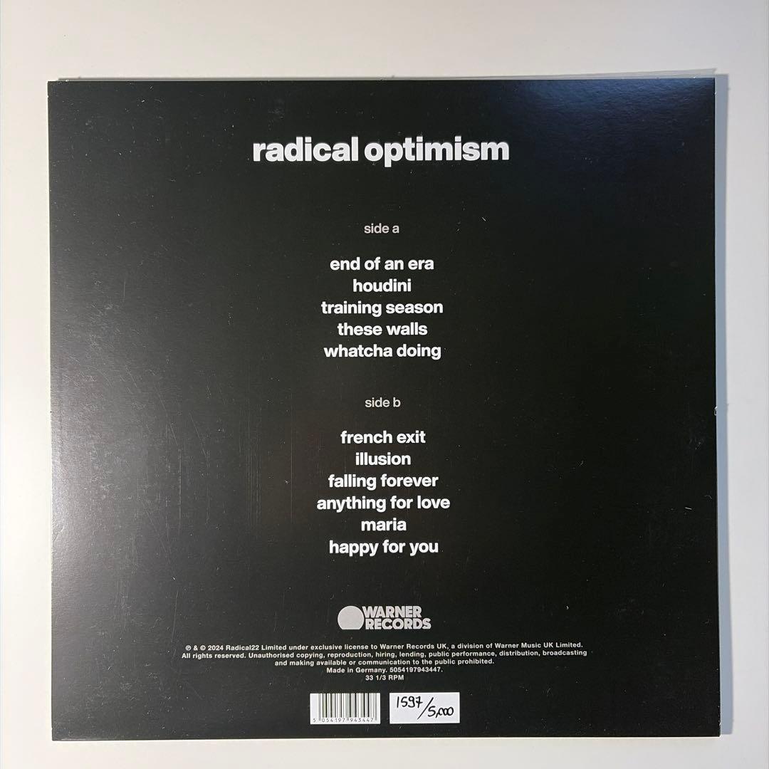 洋楽 Dua Lipa radical optimism zoetrope