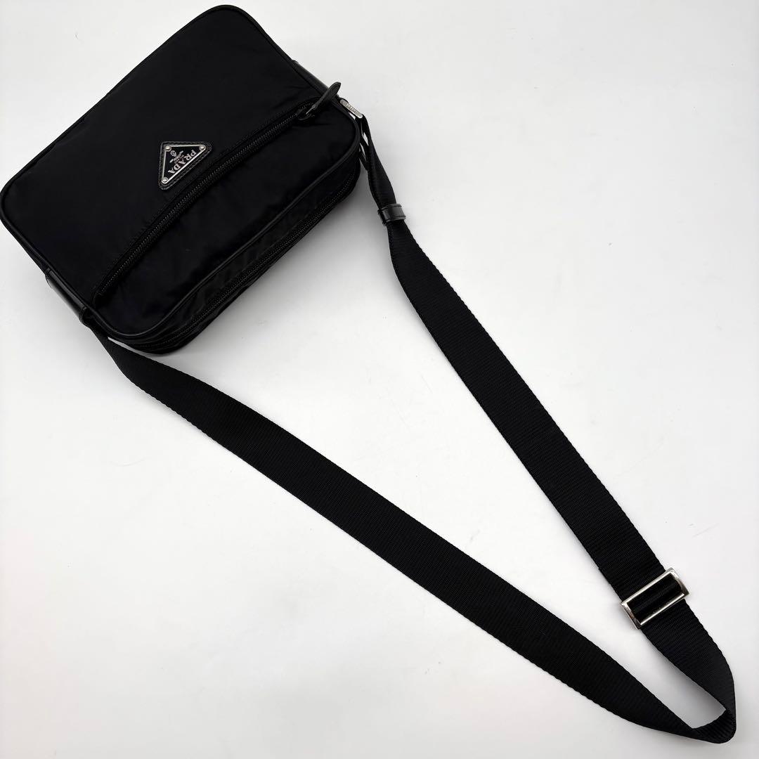 【極美品】PRADA カメラ ショルダーバッグ テスートナイロン レザー 黒