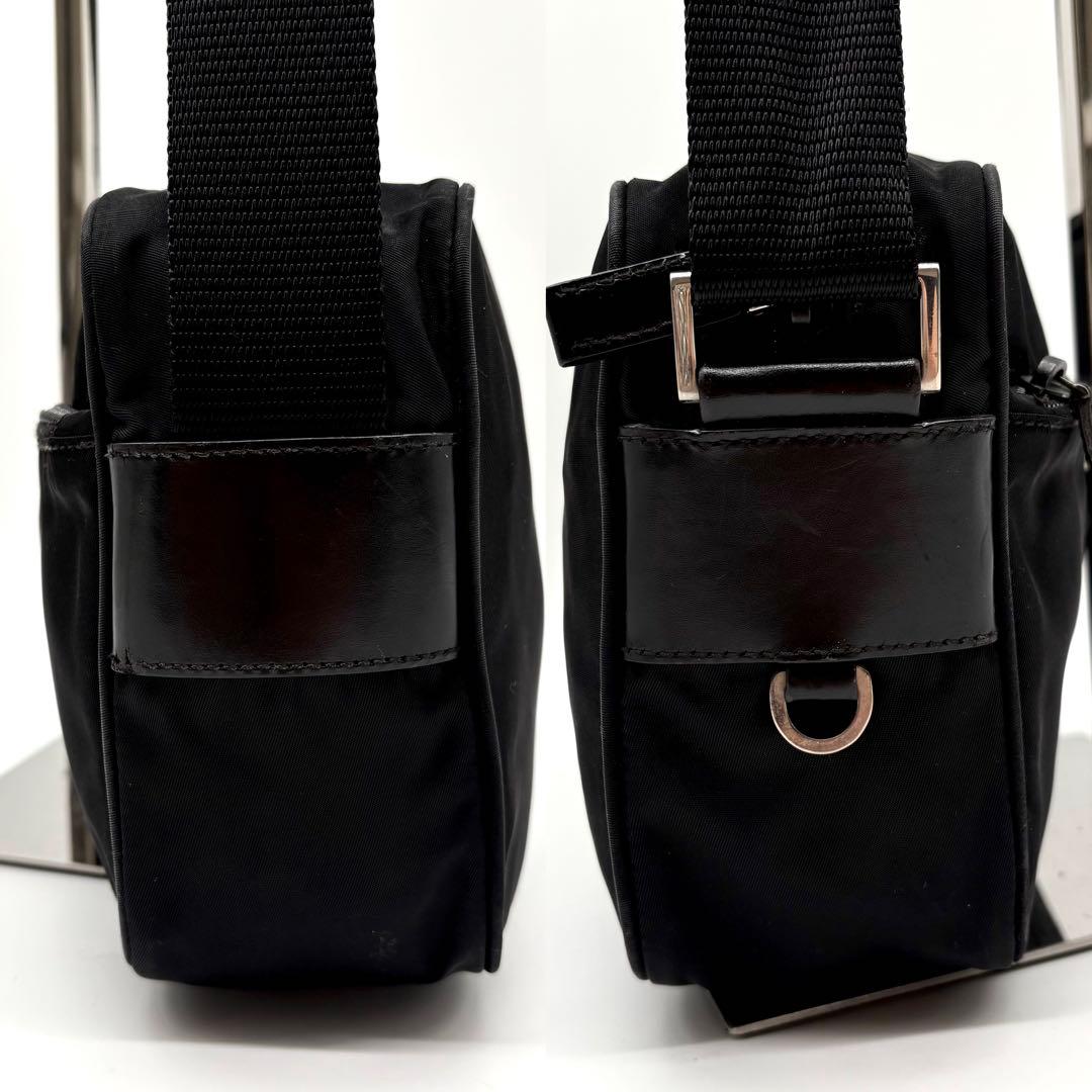 【極美品】PRADA カメラ ショルダーバッグ テスートナイロン レザー 黒