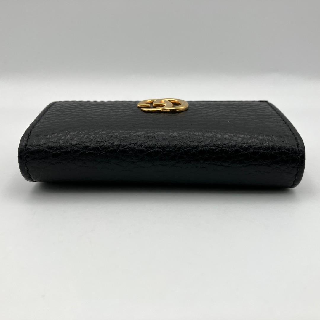 美品 グッチ 6連キーケース GGマーモント ブラック レザー