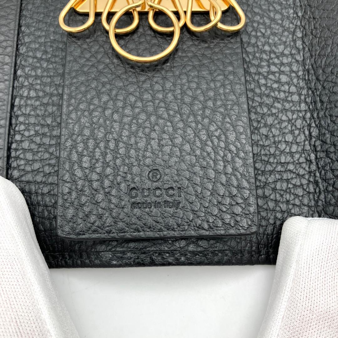 美品 グッチ 6連キーケース GGマーモント ブラック レザー