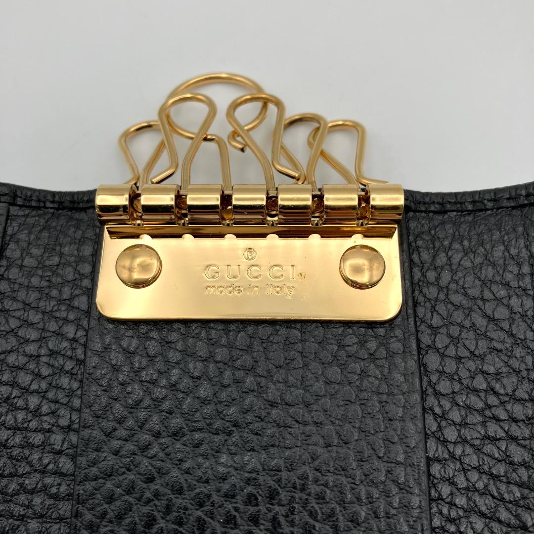 美品 グッチ 6連キーケース GGマーモント ブラック レザー