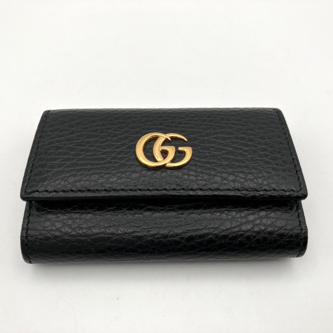 美品 グッチ 6連キーケース GGマーモント ブラック レザー
