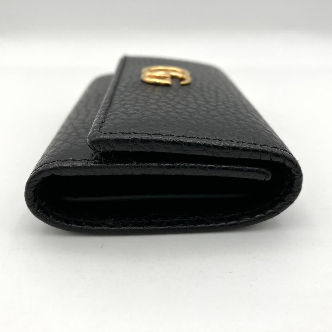 美品 グッチ 6連キーケース GGマーモント ブラック レザー