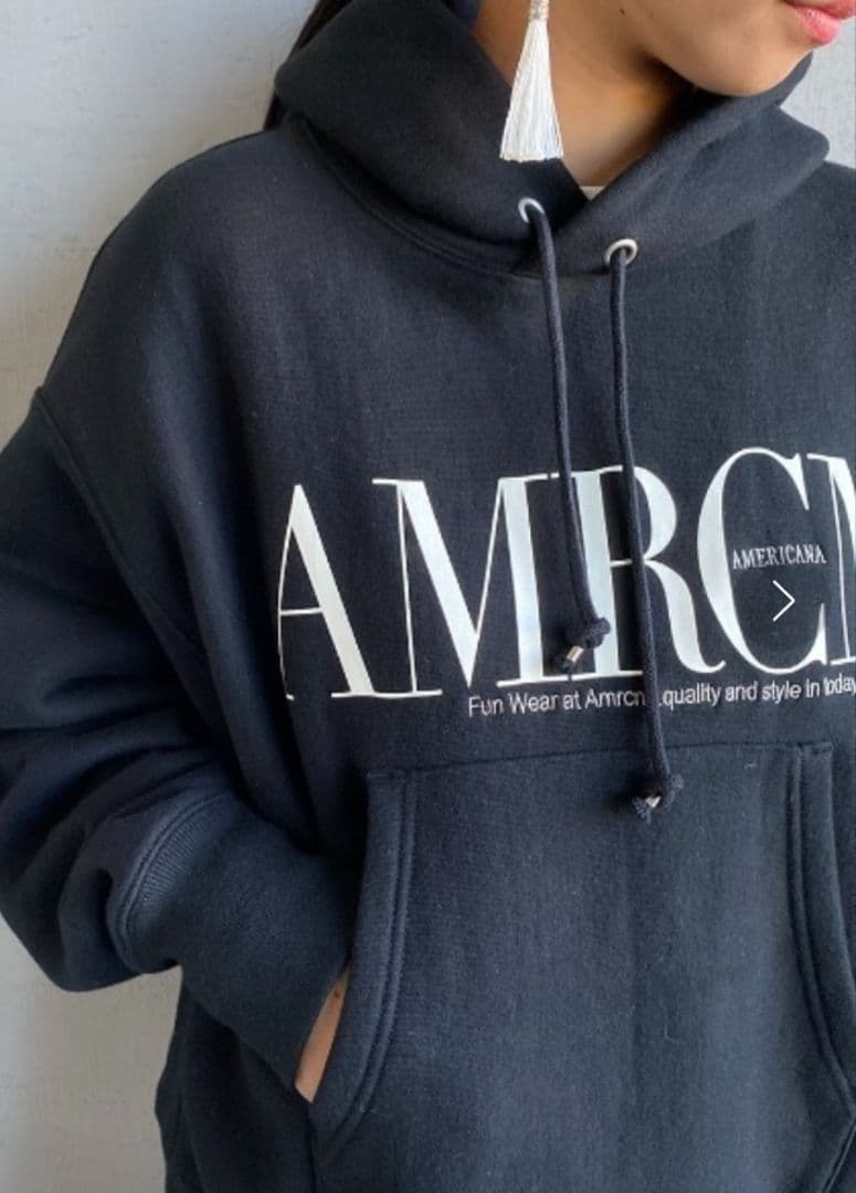 美品！アメリカーナ AMRCN ロゴプリント ブラックパーカー