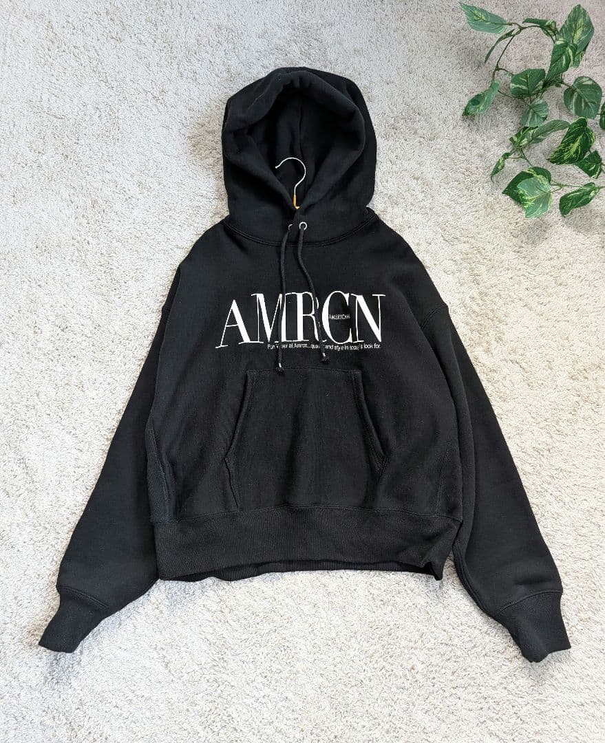美品！アメリカーナ AMRCN ロゴプリント ブラックパーカー