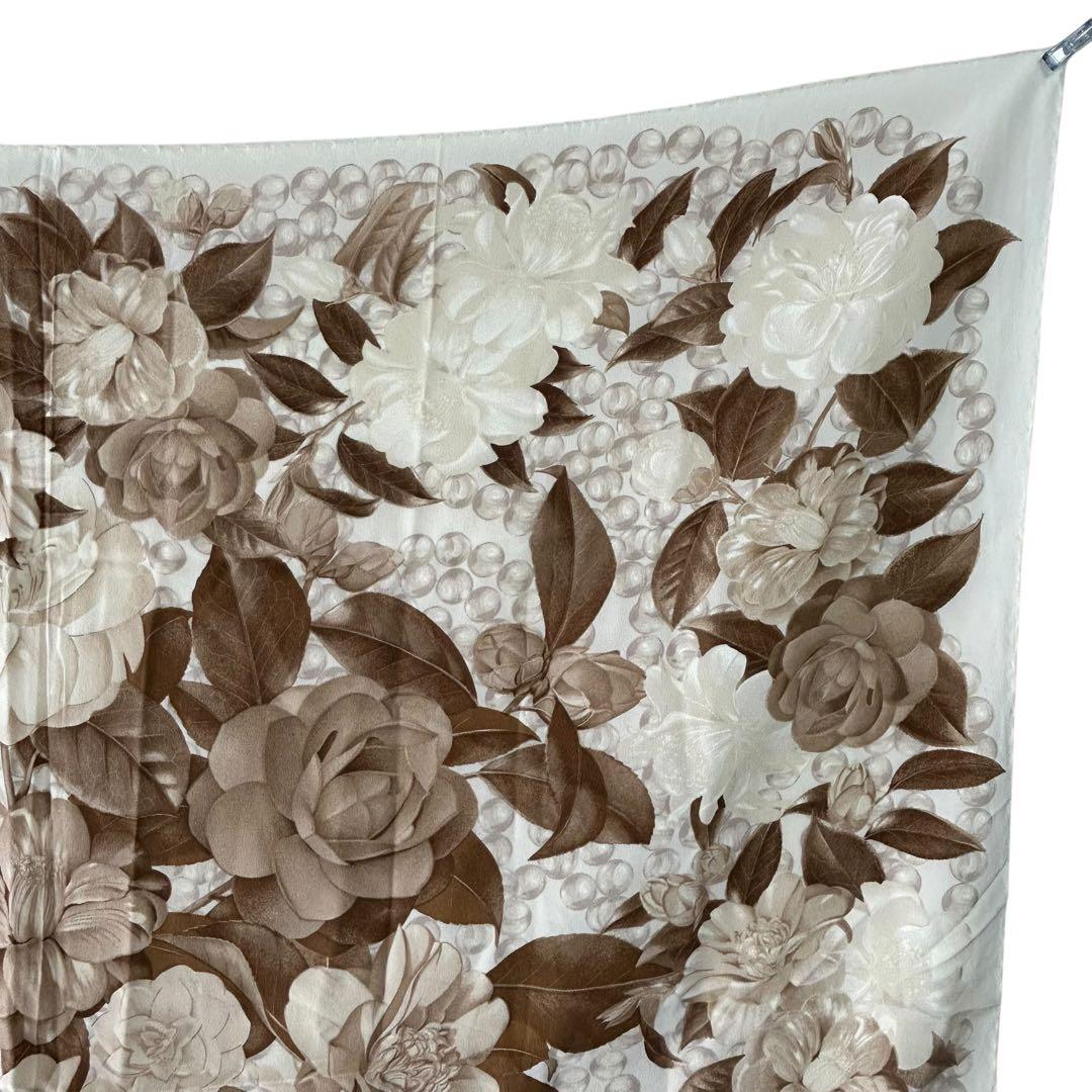 CHANEL シャネル　パール　ローズ　ベージュ　シルク　スカーフ