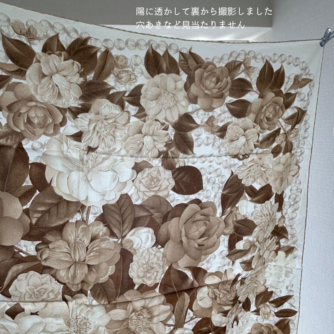 CHANEL シャネル　パール　ローズ　ベージュ　シルク　スカーフ