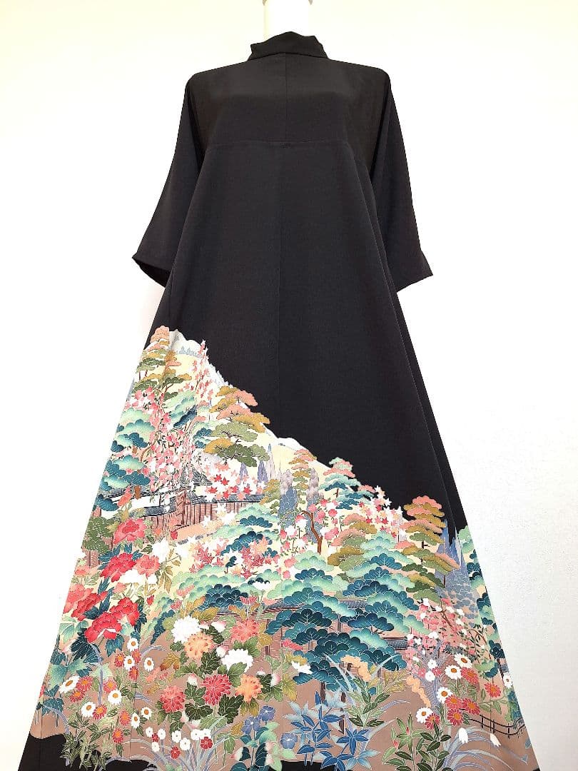 着物リメイクワンピース3693