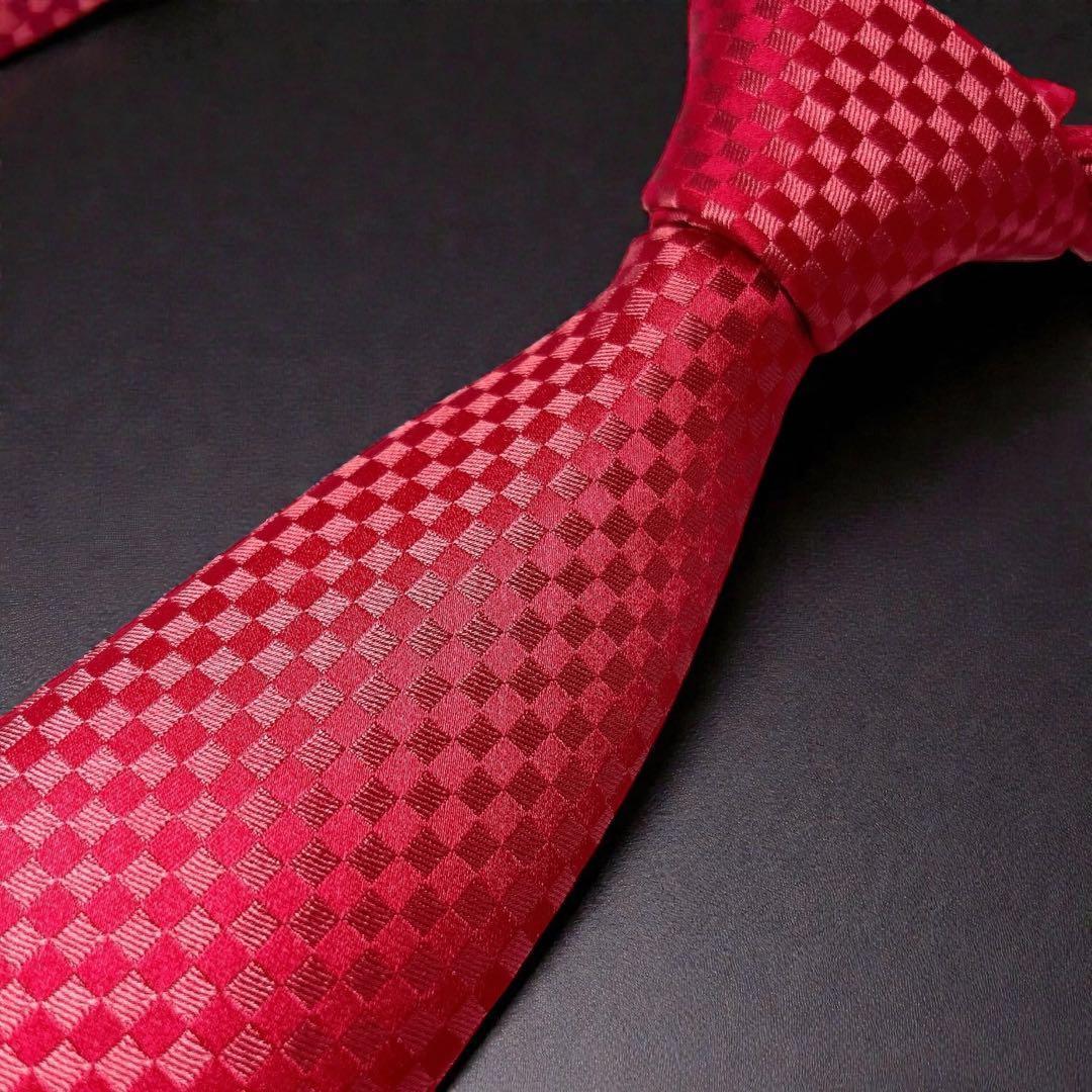 美品 ルイヴィトン マイクロダミエ シルクネクタイ 人気 LVロゴ ソリッド