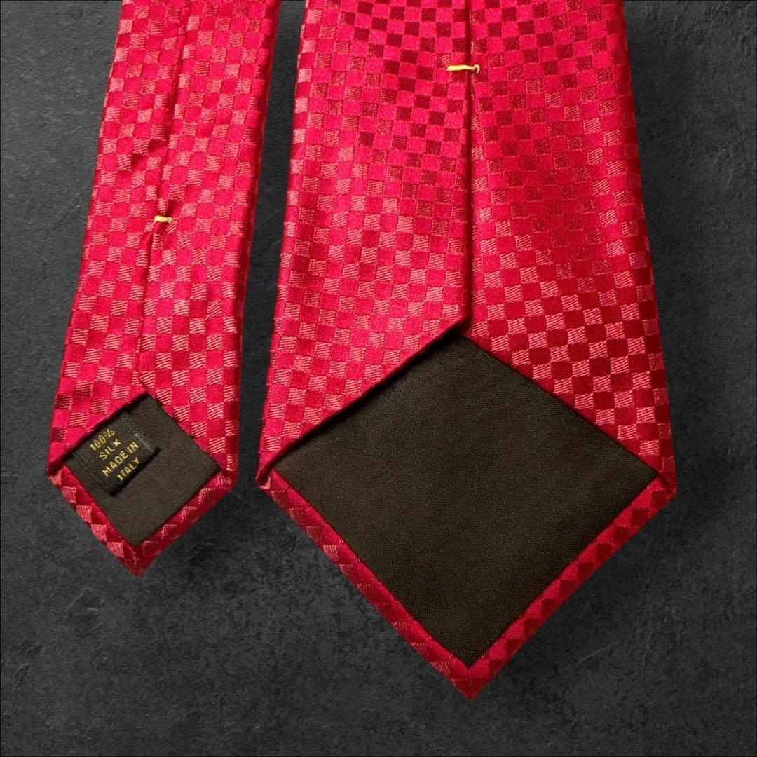 美品 ルイヴィトン マイクロダミエ シルクネクタイ 人気 LVロゴ ソリッド