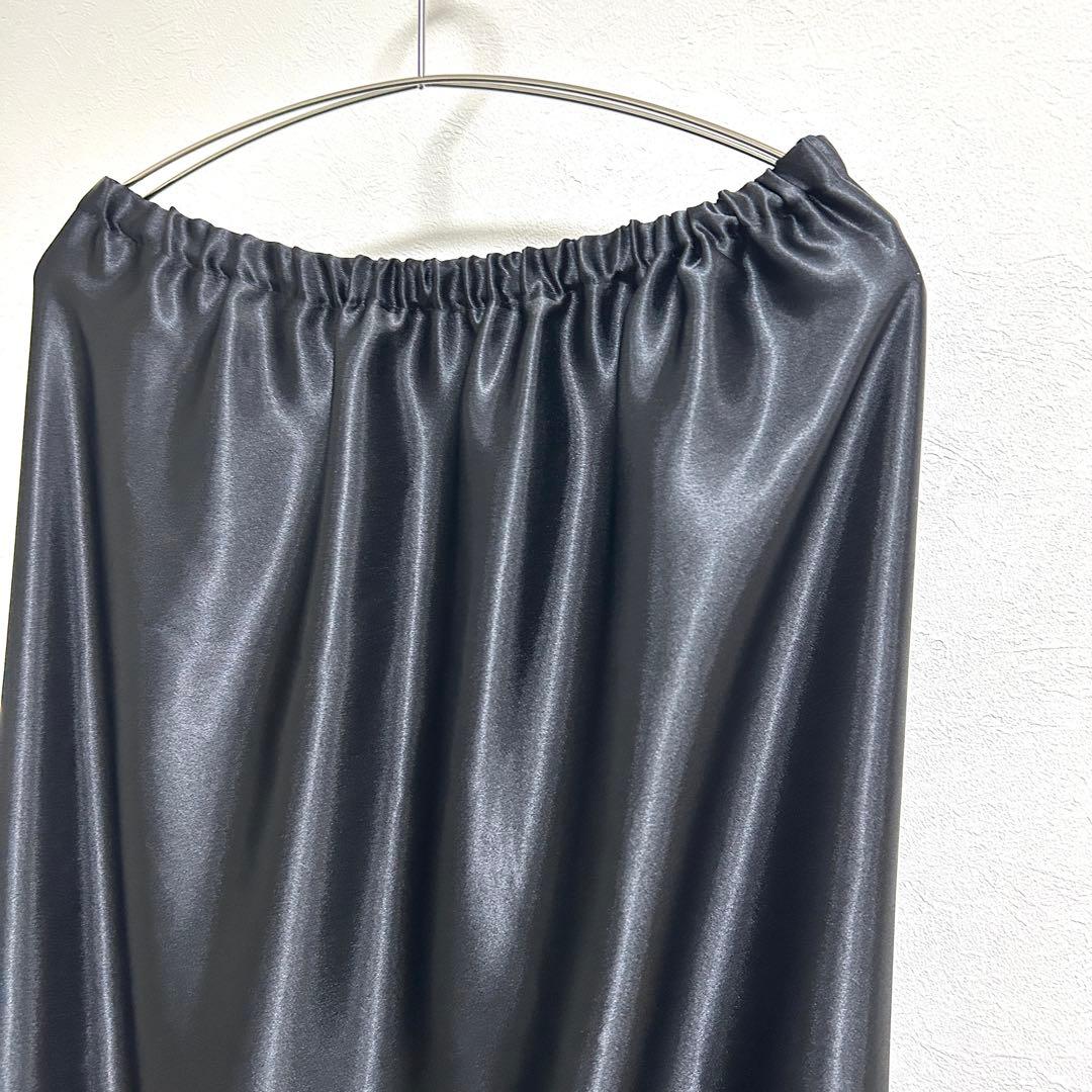 【りえ】スカート裾除け　サテン　黒　フリル　3段　オーダー品