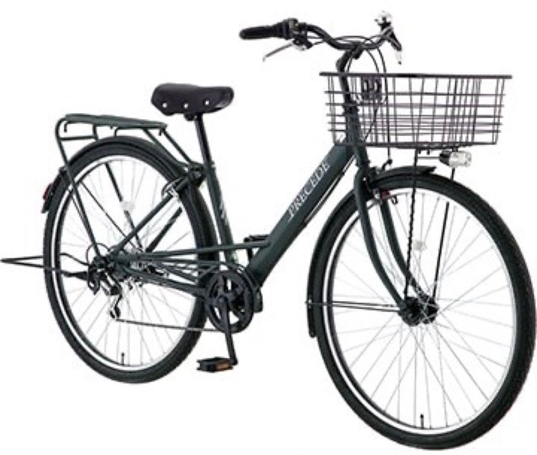 PRECEDE シティサイクル ダークグリーン 前カゴ付き