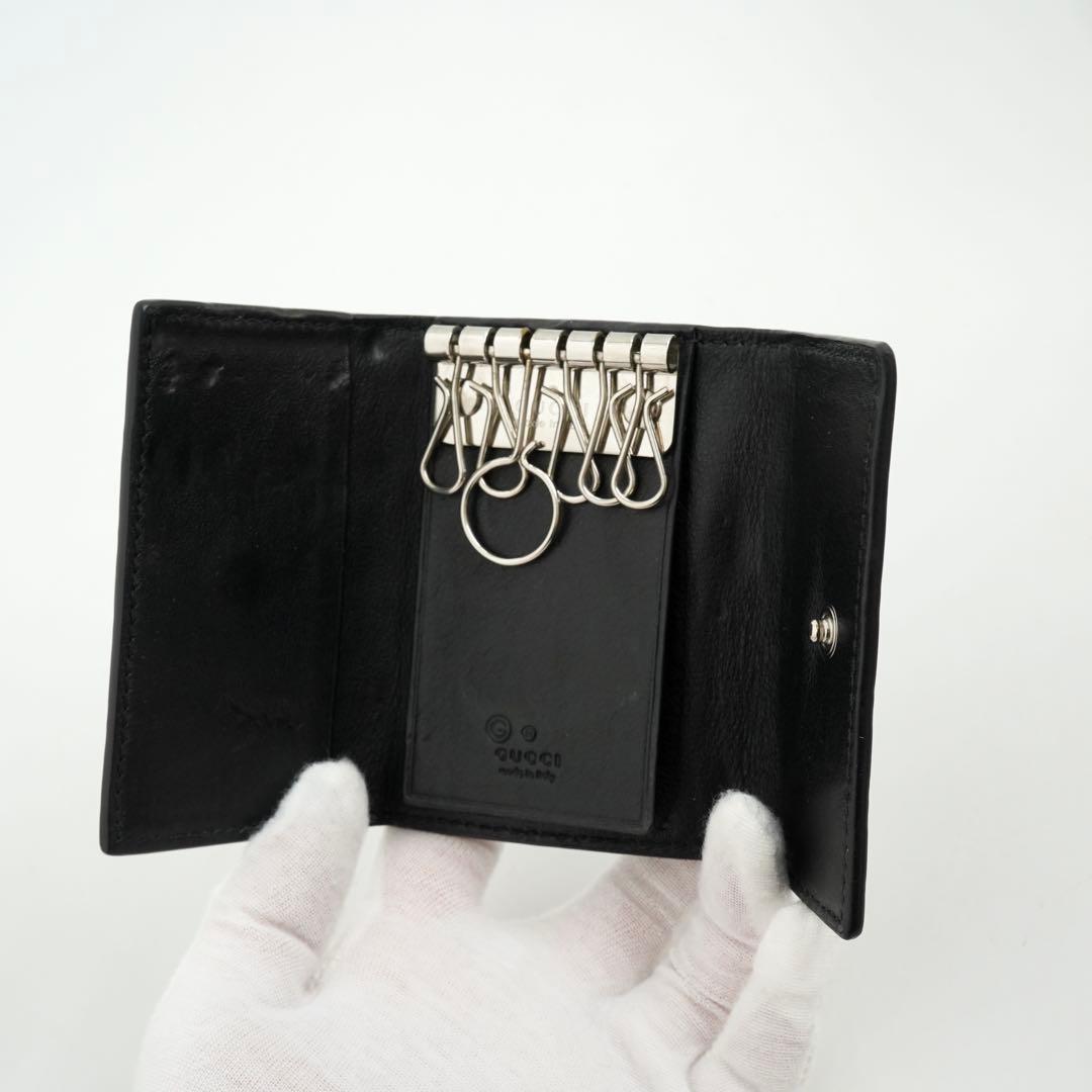 ✨極美品✨　GUCCI キーケース　6連　マイクロシマ　GG レザー　黒