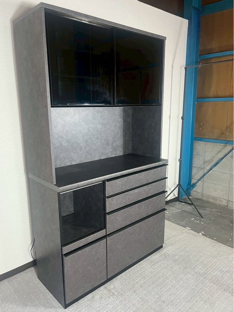 シ*ウ様 【美品】松田家具 ガバーナ 120 キッチンボード 食器棚 グレー